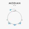 MODIAN MODIAN Prata Esterlina S925 Estilo Japonês e Coreano Alto Valor Fina Imitação Água-Marinha Brilhante Diamante Grão Pulseira para Mulheres