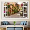 Adesivo de Parede Estereoscópico 3D Janela Simulada Pintura de Paisagem de Janela Autoadesivo Sala de Estar Parede de Fundo Pintura Decorativa Novo Adesivo de Parede para Quarto