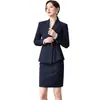 Elegante Traje para Mujeres para Ir al Trabajo, Conjunto de Traje Azul Marino Otoño-Invierno, Atuendo Formal para Entrevista de Servicio Civil, Ropa Profesional