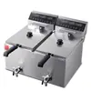 Freidora Eléctrica Demax Freidora de Inmersión Comercial Máquina de Freír Comercial Máquina para Papas Fritas Estufa de Freír Eléctrica para Brochetas Fritas ¡Guau!