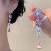 Collar de Borla de Lujo Ligero Diamante en Polvo Camelia Redean Rosa Aretes Largos Flor Anillo Traje Diamante Amarillo Mujer