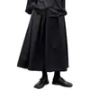 Calça Casual de Perna Larga Yamamoto Dark Primavera e Outono para Homens, Calça Saia Reta Cropped de Cintura Alta Emagrecedora Solta de Nicho para Pés Grandes
