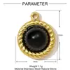 Colgante de Acero Inoxidable con Forma de Corazón de Piedra Natural Retro Francés para Manualidades Pendiente Redondo de Ojo de Gato para Mujer Joyería de Acero de Titanio Colgante