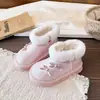 Botas de nieve para niños con forro polar y grosor extra, nuevo estilo invierno 2026, diseño lindo de lazo, botines cálidos, botas de algodón, cálidas