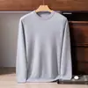 Suéter 100% caxemira pura, masculino, gola redonda, modelagem solta, estilo business casual, tricô quente para outono e inverno, perfeito como camada base