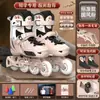 Set Completo Principiante Patines en Línea Reporte Clase Profesional Soporte de Hoja Engrosado Integrado Patines de Hielo Infantiles Tamaño Ajustable Ruedas con Luces