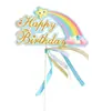 Nuevo Inserto para Pastel Decoración para Hornear Arcoíris de Siete Colores Cinta Tricolor Inserto Decorativo para Pastel de Cumpleaños Enchufe