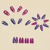 Moda de Halloween Estilo Europeo y Americano Uñas Redondas en Forma de Almendra con Patrón de Calavera Dorada, Pegatinas Removibles para Uñas Postizas