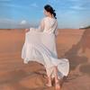 Vestido rojo de estilo étnico para turismo de Yunnan y Xinjiang, vestido de playa del lago Qinghai, vestido rojo exótico del desierto, foto de vestido largo