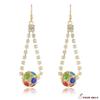Pendientes colgantes con borlas de estilo retro transfronterizo, con cuentas geométricas talladas, estilo étnico Miao antiguo en oro y plata, joyería al por mayor
