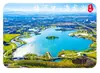 Imán de Vidrio Escénico de Meihekou, Jilin: Escena Nocturna de Pueblo Nevado, Vista al Lago, Arquitectura Antigua, Decoración Rectangular de Souvenir de Viaje