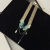 Gargantilla de borlas de jade de imitación con mariposa verde para chica sexy, cadena de clavícula de nicho que combina con todo, cadena de cuello multicapa de alta calidad