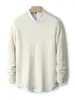 Suéter 100% Lana Pura para Hombre Cuello Redondo Corte Holgado Suéter de Lana Engrosado Otoño Invierno Estilo Nuevo Casual Manga Larga Pulóver Capa Base