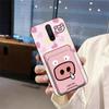 Adecuado para funda de teléfono móvil Xiaomi con tarjetero, divertido para hombre y mujer, cobertura total, textura de borde, silicona digital, mascota linda, tarjeta de identificación