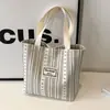 Bolso de lona estilo japonés para mujer, bolso de hombro a rayas de moda, bolso de mano elegante para uso diario, 2024