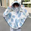 Roupa de Proteção Solar Infantil Seda Gelada 2026 Verão Proteção UV para Meninas e Meninos Estilosa Fina Respirável com Capuz Roupa de Proteção Solar