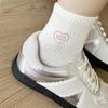 Calcetines para Mujer Estilo Coreano con Estampado de Corazones en Colores Caramelo, Calcetines de Algodón Puro sin Costuras, Absorbentes de Sudor, Resistentes a Olores, Calcetines Antibacterianos de Media Pantorrilla, Calcetines Casuales de Algodón para el Hogar