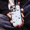 Suministro Exclusivo Transfronterizo de Funda para Teléfono de Perro Salchicha de Dibujos Animados a Cuadros Azules y Blancos para Apple 17Pro Funda de iPhone de Alta Calidad
