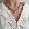 Collar de acero de titanio con múltiples capas de estilo hip hop, cadena de cuello sencilla y oscura con cara sonriente, cadena de lana exagerada para mujer.