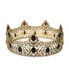 Elegante Tocado de Corona Negro y Dorado para Hombres y Mujeres con un Diseño Barroco Vintage Perfecto para la Realeza, Ocasiones Especiales y como un Impresionante Accesorio de Cumpleaños o Fiesta Detallado intrincado con gemas negras y cristales