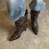 Botas de Mujer Estilo Coreano con Puntera Puntiaguda, Tachuelas y Fruncidos, Novedad Otoño 2026, Botas de Tacón Alto Plisadas hasta la Mitad de la Pantorrilla con Diseño Único