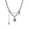 Cadena de clavícula con letra K elegante de estilo europeo y americano, estilo hip-hop, marca cuadrada, collar de doble capa, colgante de nicho que combina con todo.