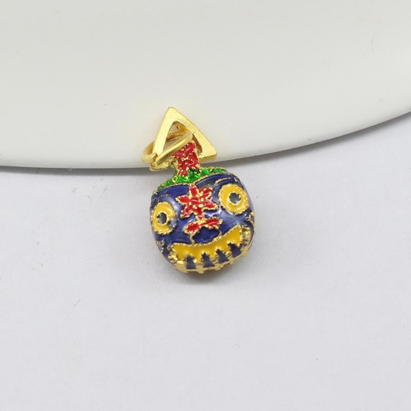 diy直播手链配件 合金滴油吞金兽烧蓝全家福脚链钥匙扣铃铛配