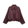 Chaqueta de Aviador Estilo Europeo y Americano para Primavera y Otoño 2025 con Mangas Murciélago, Cierre de Cremallera, Corte Holgado, Textura de Gamuza, Top Casual para Mujer B6