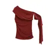 Estilo Lujuria Pura Sexy Cinta Un Hombro Tubo Top Camiseta para Mujer en Verano Sexy Elegante Asimétrico Cintura Mangas Cortas