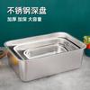 Bacia quadrada de aço inoxidável engrossada e aprofundada, prato para cozinhar arroz no vapor com tampa, prato quadrado de aço inoxidável, grande bacia de areia para gatos de aço inoxidável