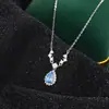 Collar de Lágrima de Sirena de Plata de Ley 999 para Mujer Estilo Lujo Ligero Colgante de Gota de Agua Cadena para Clavícula Diamantes Brillantes Collares de Alta Gama