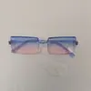 Nuevas Gafas de Sol Cuadradas Sin Montura con Degradado Oceánico Moda Europea y Americana Celebridad de Internet Estilo Callejero Gafas de Sol de Moda para Mujer