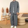 Otoño/Invierno 2026 Nuevo Estilo Chino Ropa para Hombre Jacquard Retro Traje Tang Conjunto Estilo Chino Talla Grande Holgado Casual Conjunto de Dos Piezas