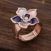 Venta Caliente Transfronteriza Esmalte Flor Geométrica Anillo Elástico Moda para Mujer Alto Sentido Anillo de Aleación Rosa