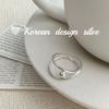 Corea del Sur Diseño Personalizado Joyería Simple Plata Esterlina S925 Anillo de Cuentas Cruz de Línea Apilado con Anillo Ajustable para Mujer