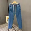 Jeans holgados de pierna ancha para hombre estilo americano de calle, resistentes a la suciedad, pantalones casuales rectos finos, pantalones tipo harén de marca de moda