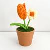 Flor de Lã Crochê Produto Acabado Girassol em Vaso Ornamento Flor Tecida Dia dos Professores Crochê Artesanal Presente de Dia dos Professores