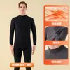Conjunto de ropa interior térmica para hombre, conjunto de invierno con top y pantalones térmicos forrados de forro polar, capa base engrosada para adolescentes, pijama para hombre