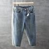 Pantalones vaqueros de marca juvenil de primavera y verano para hombre, estilo retro lavado, nostálgico, de nueve puntos, holgados y combinables.