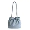 Bolso Cubo de Moda Estilo Coreano con Cordón, Bolso Cruzado Mini Casual Lindo de Moda, Bolso de Hombro Elegante de Cuero Suave Color Sólido