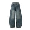 Jeans Vintage Lavado Estilo Americano Novo 2025 Jiayi Library para Homens Calças Wide Leg Distintas Vibe Masculina e Feminina
