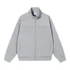 Jaqueta cardigã com zíper, gola alta, cor sólida, design patchwork outono e inverno para homens, marca moderna, jaqueta moletom casual de peso pesado 380g