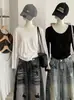 KEKEZOON Blusa Feminina de Cor Sólida com Decote U, Manga Longa, Corte Justo e Punhos Decorados com Botões 8460