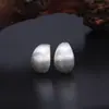 Pendientes de Plata de Ley S925 Cepillados Esmerilados Tipo C Medio Paquete Menisco Pendientes de Moda para Mujer Estilo Frío Simple Pendientes Versátiles