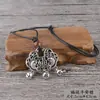Collar de Plata Retro Xizang para Mujer Cadena Larga para Suéter Más Fácil de Combinar Sifanglaicai Candado Seguro Estilo Étnico Accesorios Literarios Colgante