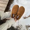 2025 Nuevo Estilo Otoño e Invierno Aumentador Interno Más Terciopelo Cuero Escarchado Cálido y para Pisarle Mocasines de Punta Redonda