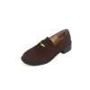 Mocasines Retro para Mujer 2025 Nuevos Sin Cordones Tacón Grueso Punta Redonda Zapatos Individuales Versátiles Estilo Británico Zapatos Pequeños de Cuero