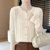 Casaco Suéter Cardigan Tricotado Feminino Gola Redonda Manga Longa Outono Inverno Novo Estilo Solto Emagrecedor Tricô de Trança Suéter Branco Tamanho Único