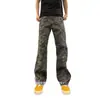 Calça jeans camuflada de alta qualidade para homens, nova coleção primavera/outono, apresentando um design lavado estilo americano, corte solto, perna reta e calças de lenhador inspiradas em workwear.