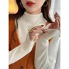 Suéter de Punto de Cachemira de Manga Larga para Mujer, Nueva Prenda Base de Cuello Alto para Otoño e Invierno, Primavera y Otoño